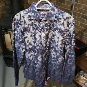 Men's Geometric Patterned Button Down Shirt